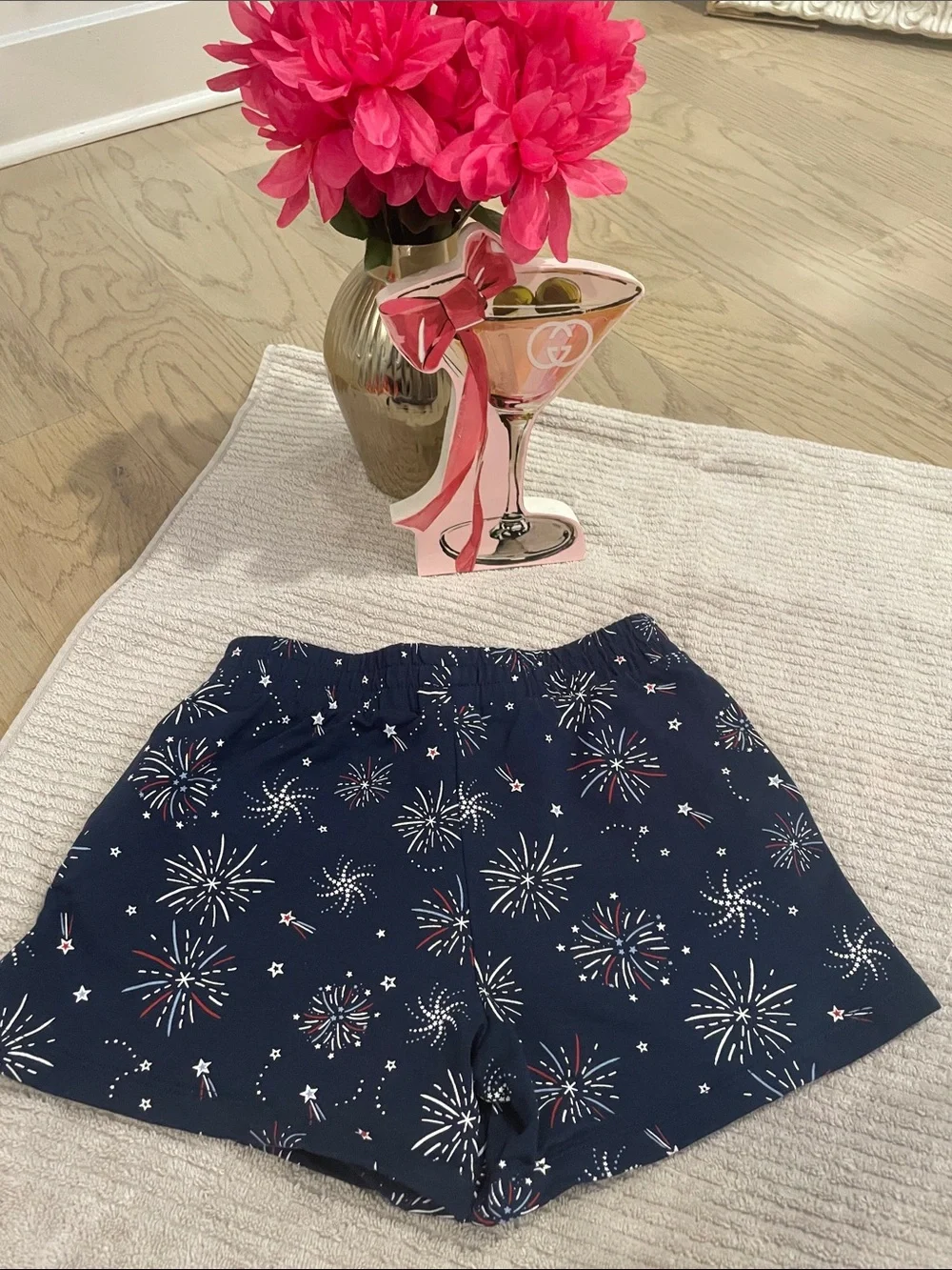 Girls' Navy Firework Print Shorts